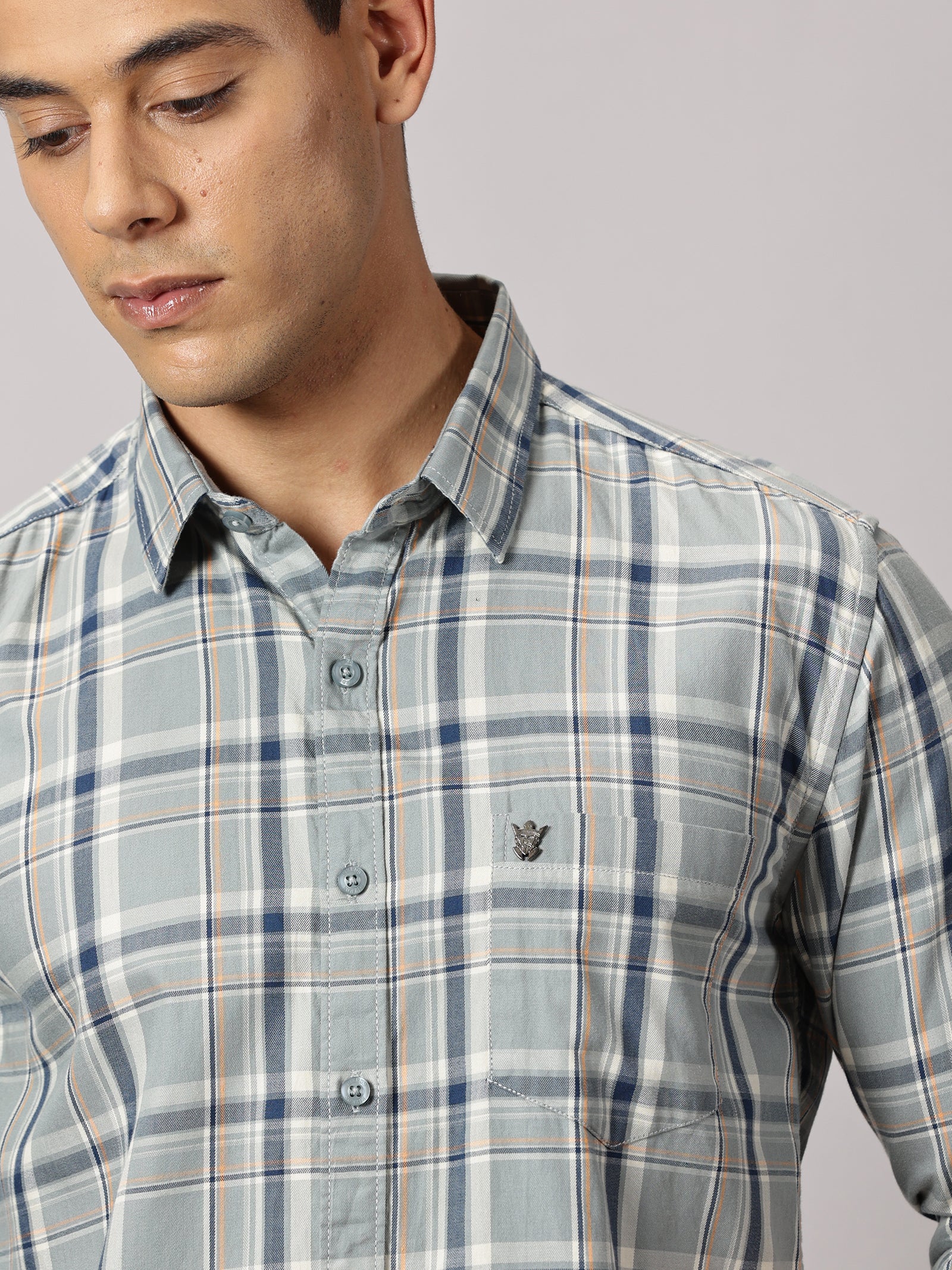 Men's Light Green Checked Casual Shirt - Premium Giza Cotton